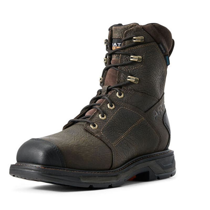 Ariat 10029511 WorkHog XT 8inch Side Zip WP Carbon Toe Work Boot Brown - Mens 10 D from GME Supply