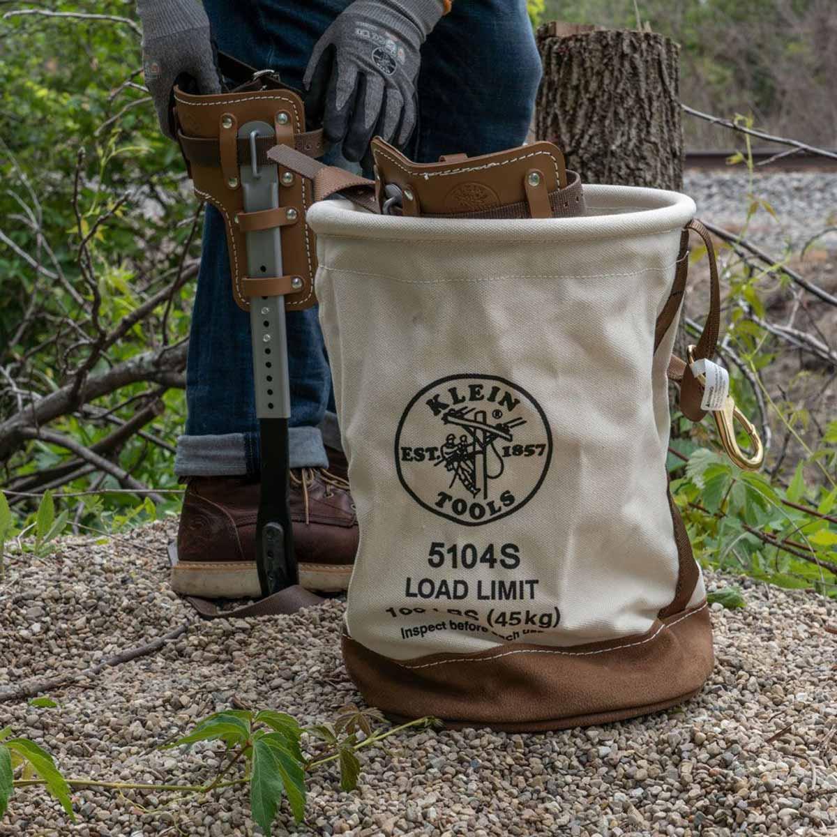 Klein Tools 5104 Leather Bottom Canvas Bucket-With Swivel from GME Supply