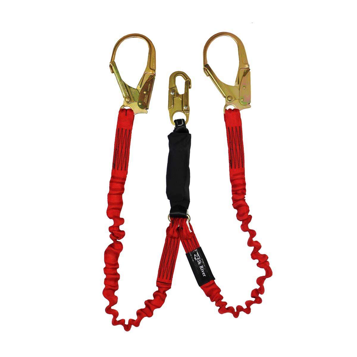 Elk River FLEX-Zorber Twin Leg Lanyard with Steel Rebar Hooks from GME Supply