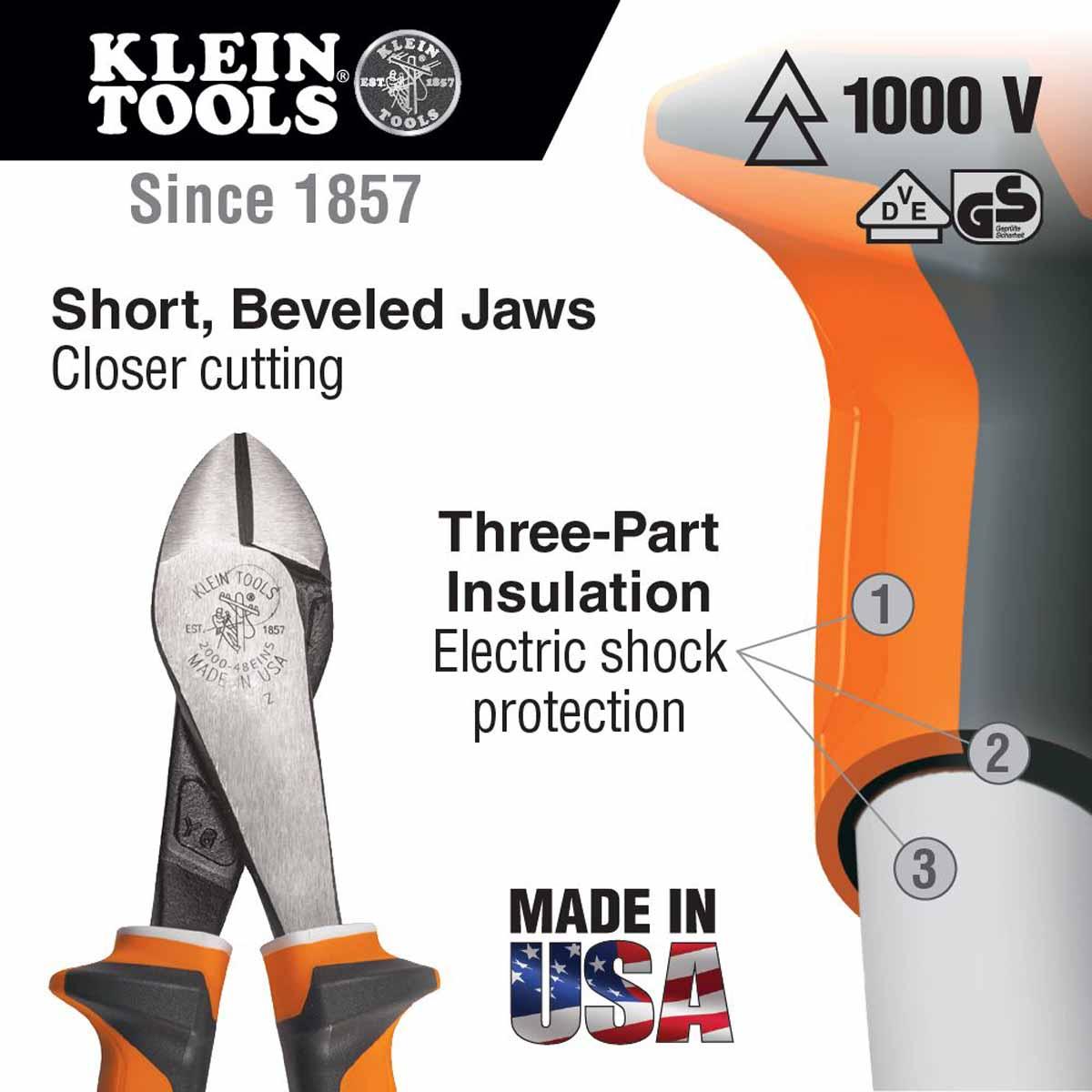 Klein 1000V Insulated Diagonal Cutting Pliers from GME Supply