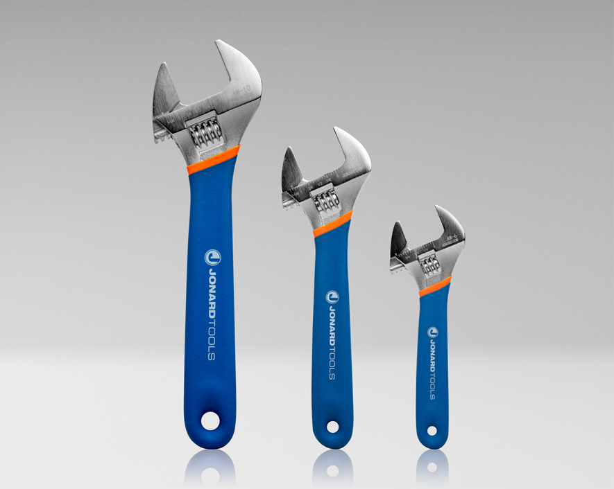 Jonard 3-Piece Adjustable Wrench Set with Extra Wide Jaws from GME Supply