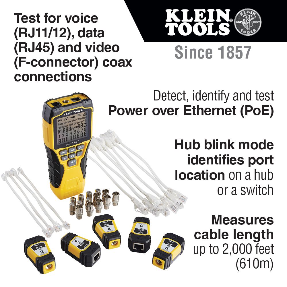 Klein Tools VDV501-853 Scout Pro 3 Tester with Test & Map Remote Kit from GME Supply