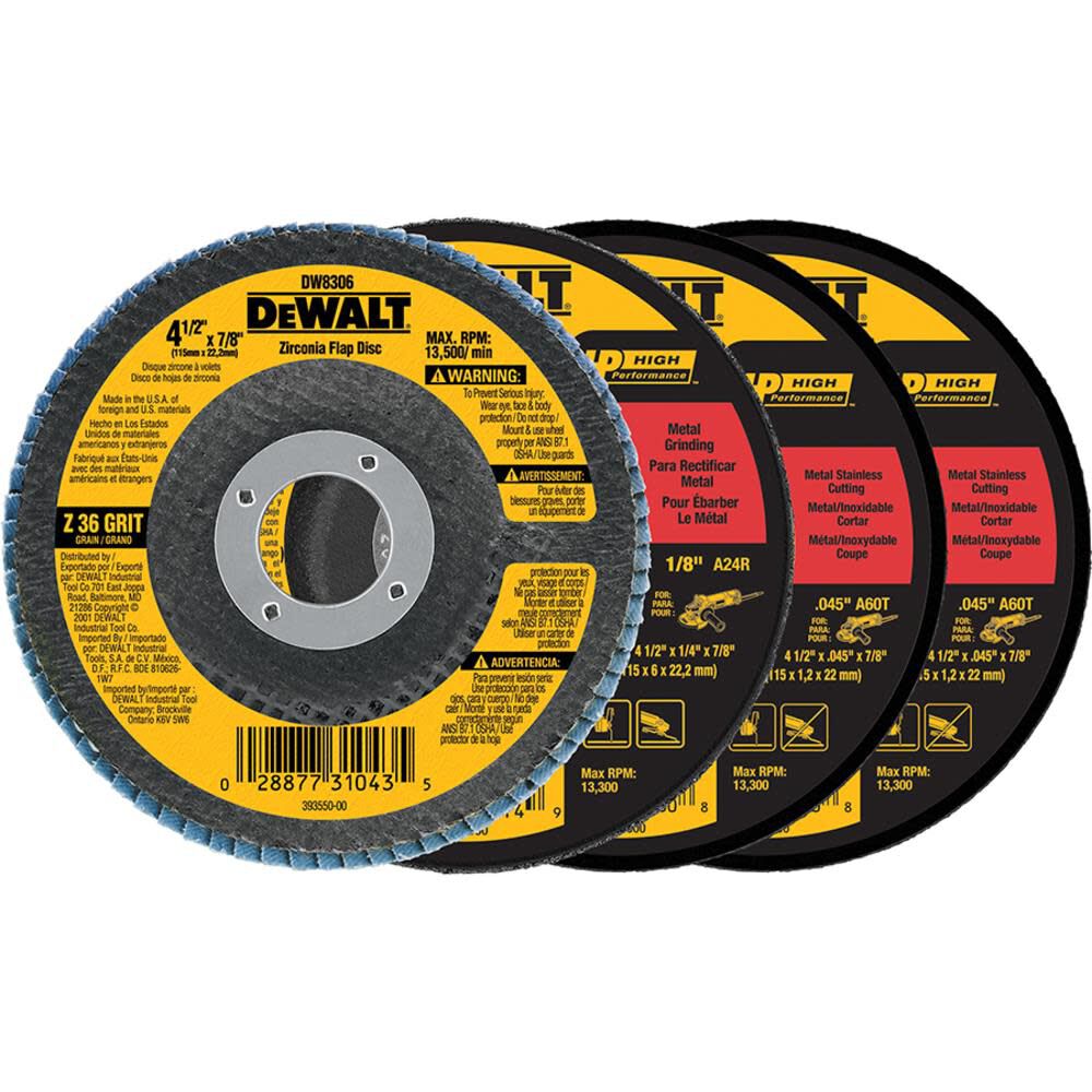 DeWalt Zirconia 4.5 Grinding Wheel - 4 Pack from GME Supply