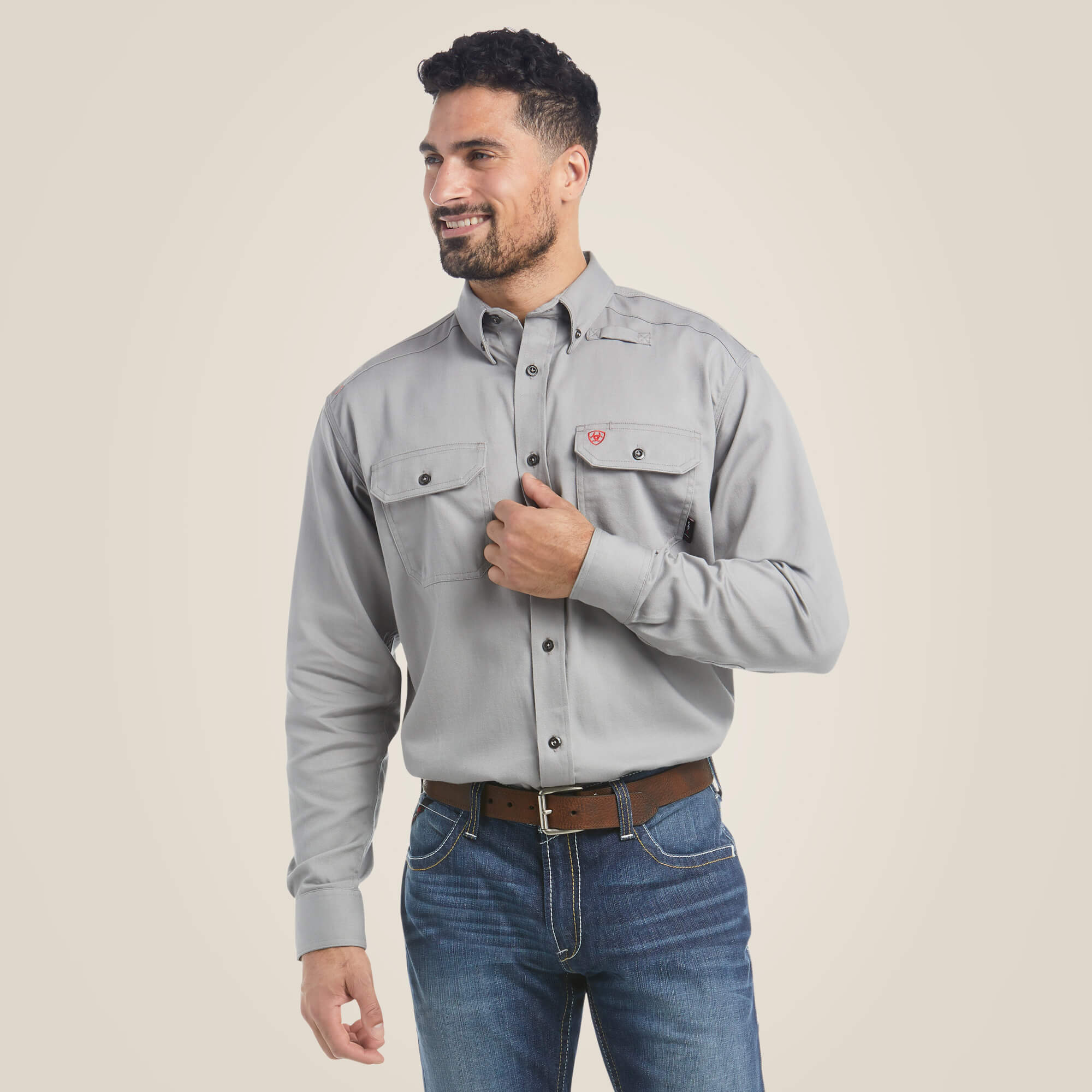 Ariat Men's FR Flame Resistant Solid Silver Fox Work Shirt 10012253 from GME Supply
