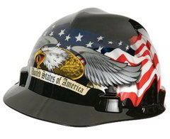 MSA V-Gard Cap Style Hard Hat with Fas-Trac Ratchet - American Eagle from GME Supply