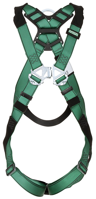 MSA V-FORM Full-Body Harness, Back D-Ring, Qwik-Fit Leg Straps from GME Supply