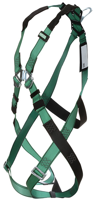 MSA V-FORM Full-Body Harness, Back D-Ring, Qwik-Fit Leg Straps from GME Supply