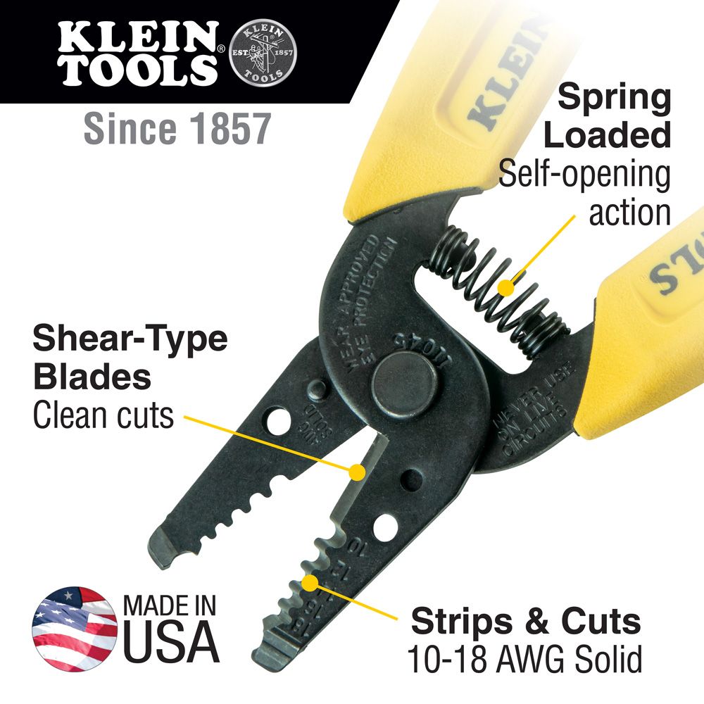 Klein Tools 10-18 AWG Solid Wire Stripper & Cutter OLD from GME Supply