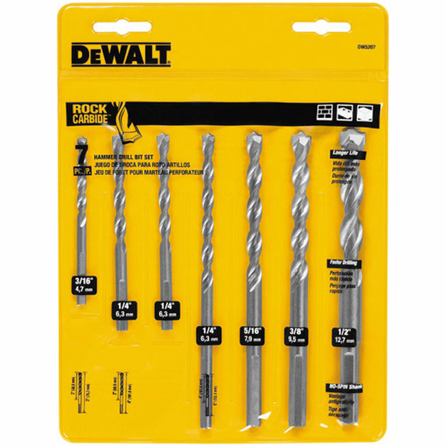 DeWALT 7 Piece Round Hammer Drill Bit Set from GME Supply
