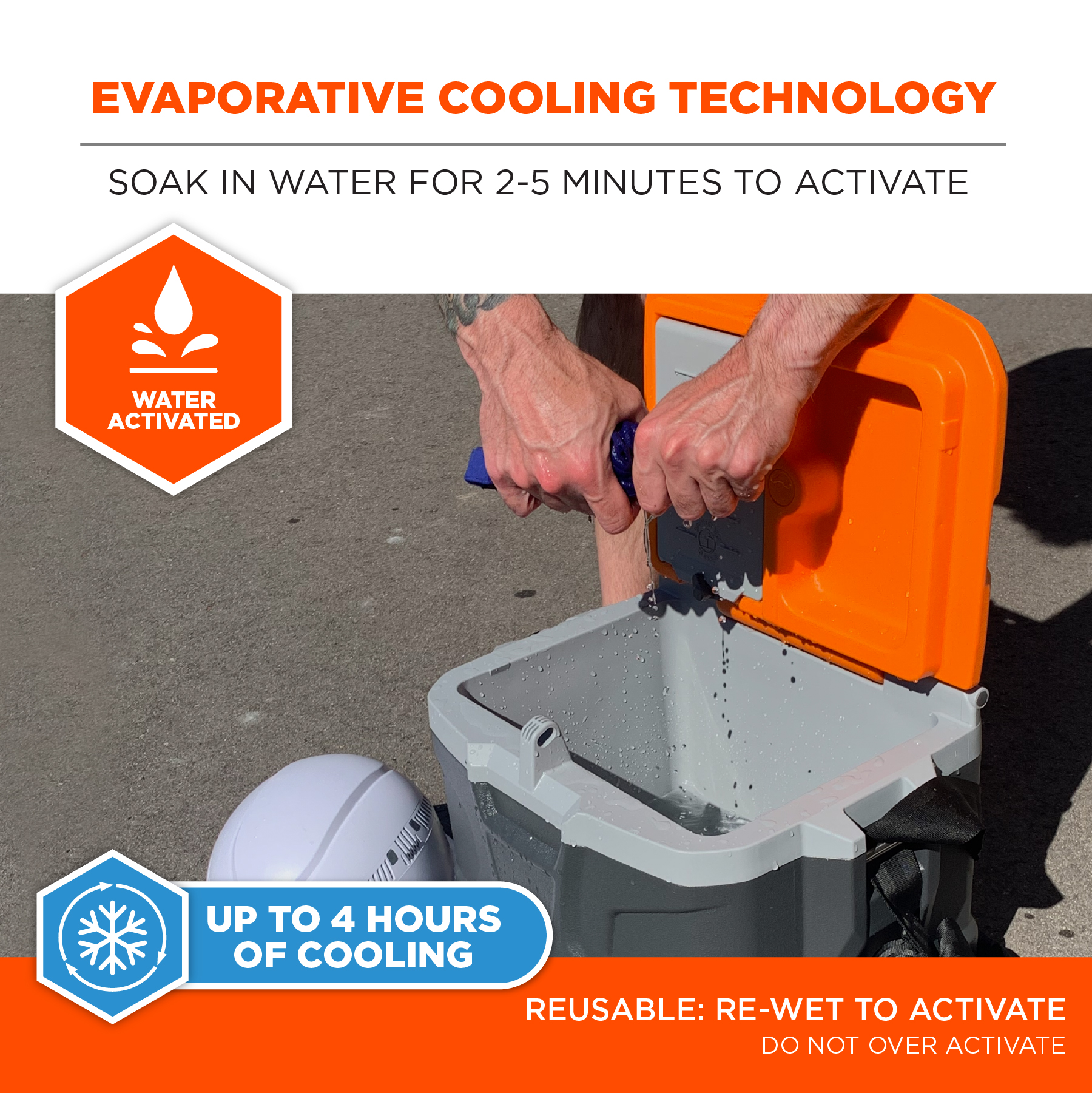 Ergodyne Chill-Its 6717FR Evaporative Cooling FR Hard Hat Liner Pad and Neck Shade from GME Supply