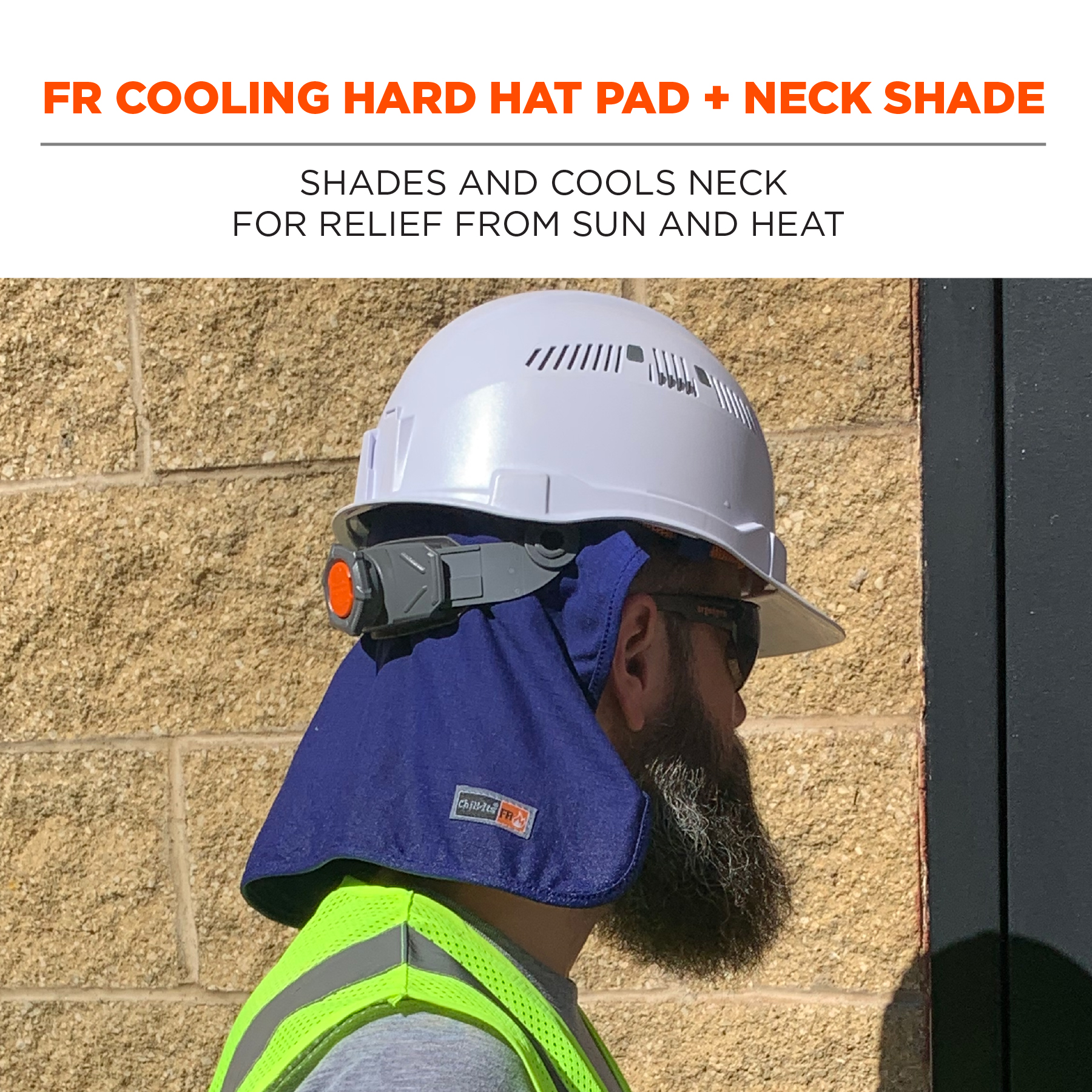 Ergodyne Chill-Its 6717FR Evaporative Cooling FR Hard Hat Liner Pad and Neck Shade from GME Supply