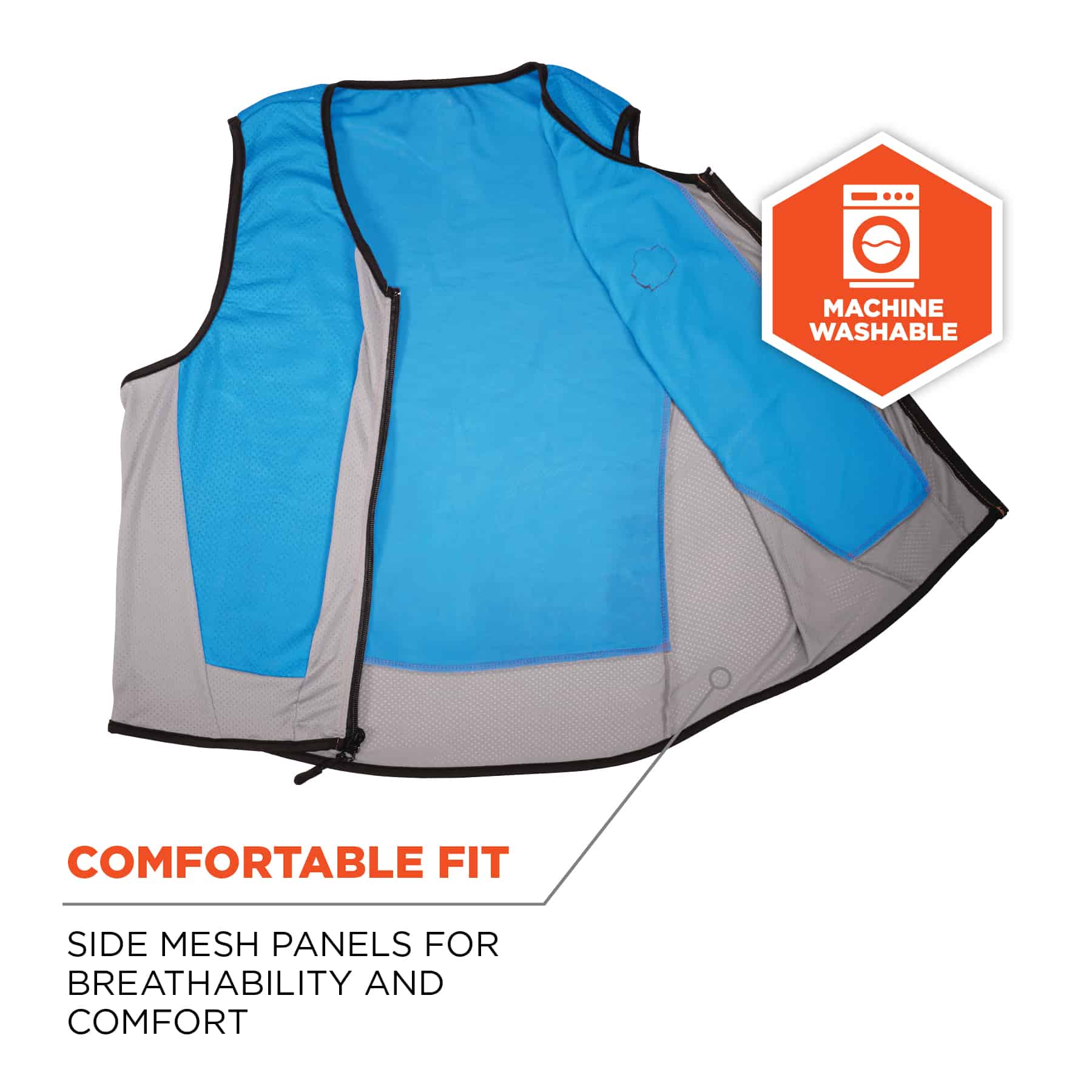 Ergodyne Chill-Its 6667 Wet Evaporative Cooling Vest with  PVA and Zipper Closure from GME Supply