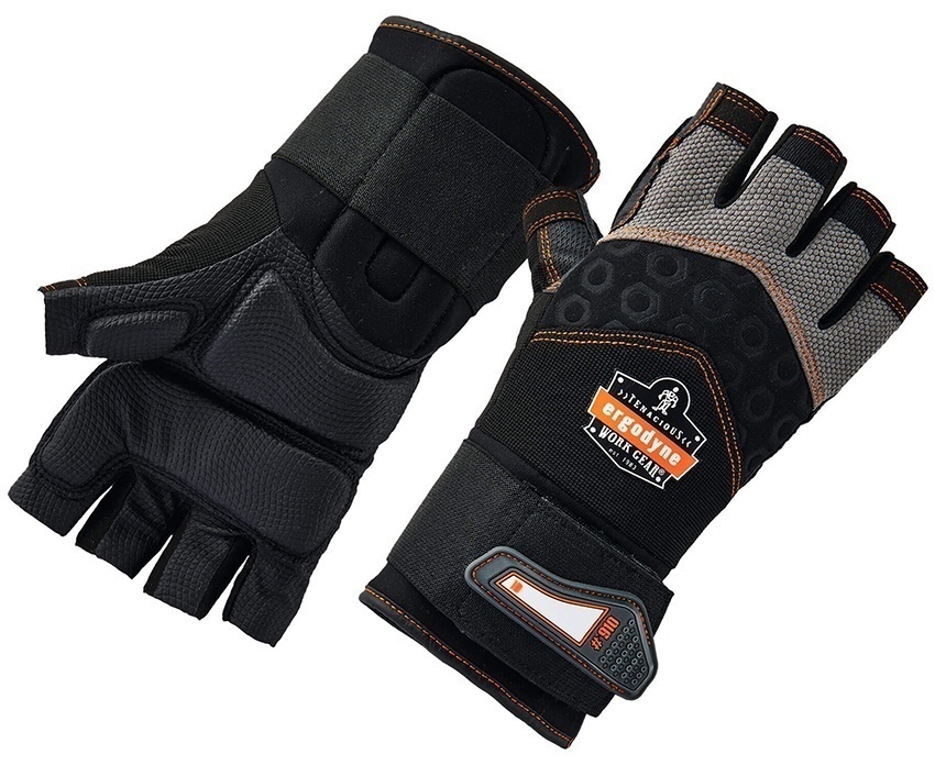 Ergodyne 910 ProFlex Half-Finger Impact Gloves with Wrist Support from GME Supply