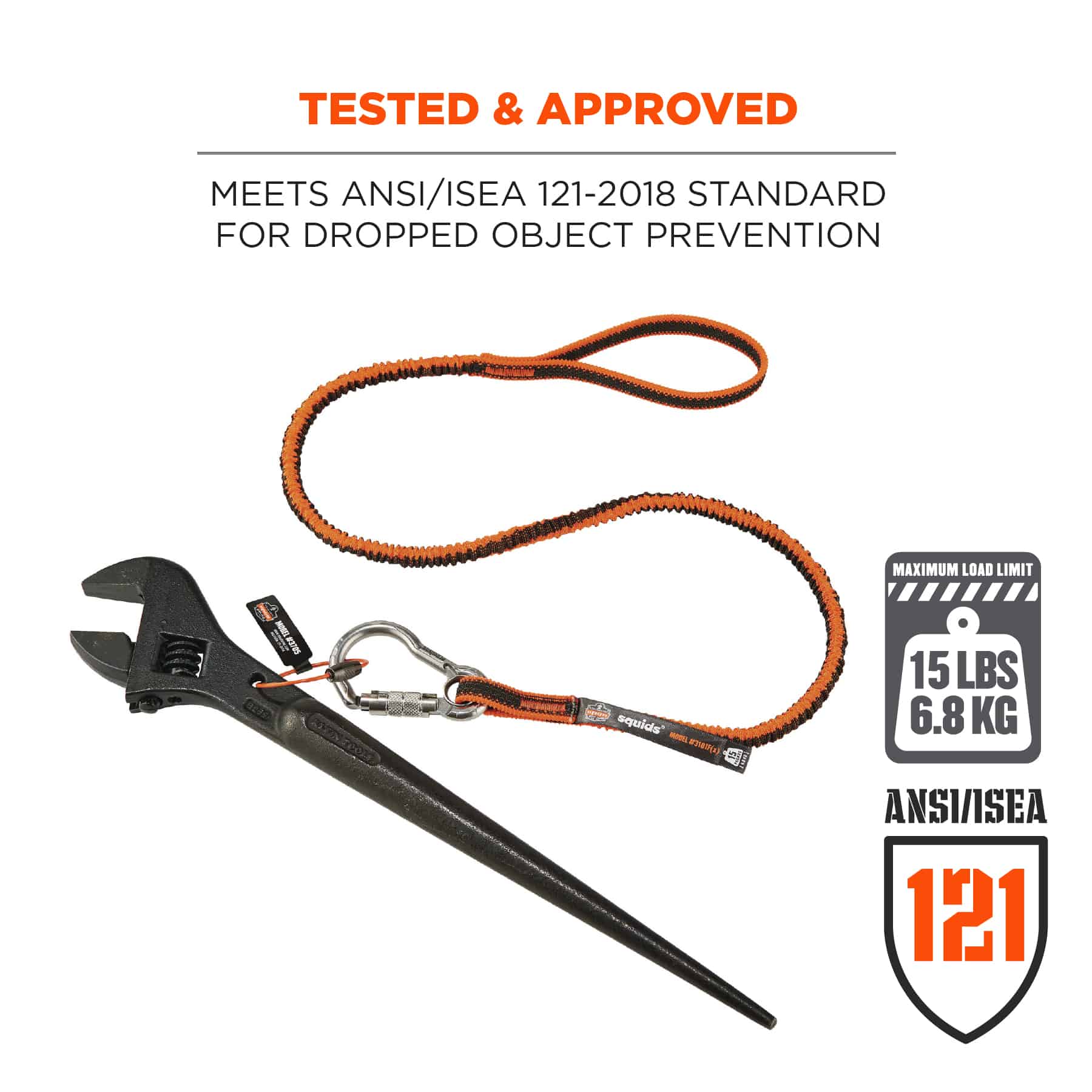 ERGODYNE Squids 3101F(x) Tool Lanyard Stainless-Steel Carabiner and Loop 15lbs from GME Supply