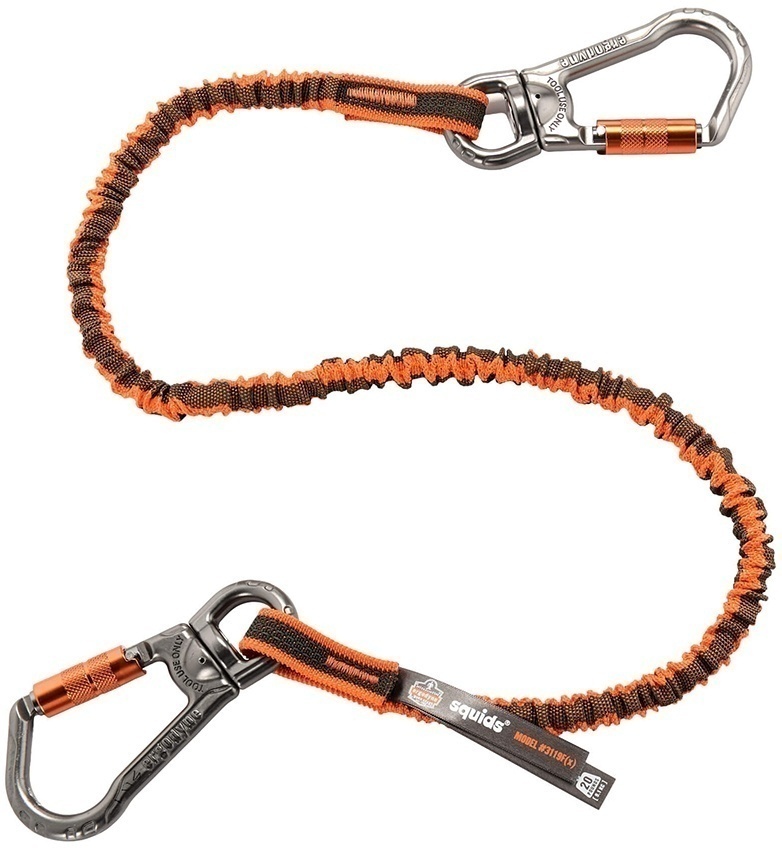 Ergodyne Squids 3119F(x) Double-Locking Dual Carabiner with Swivel 25 lb Tool Lanyard from Columbia Safety