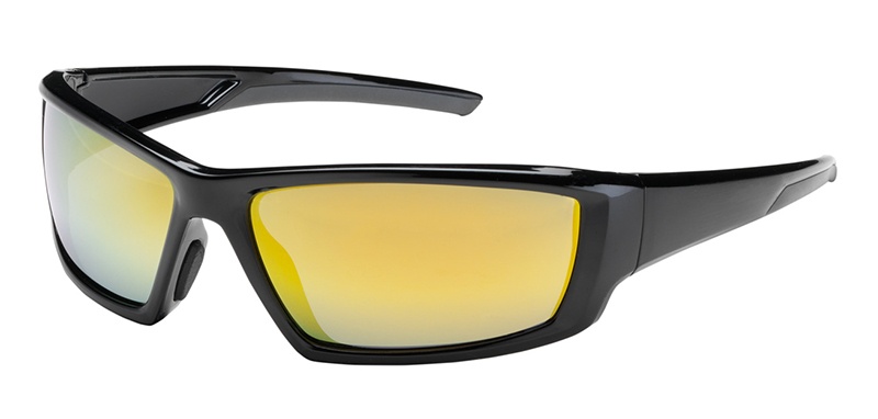 Bouton Sunburst Safety Glasses with Gold Mirror Lens and Black Frame from GME Supply
