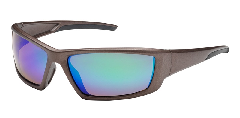 Bouton Sunburst Safety Glasses with Green Mirror Lens and Brown Frame from GME Supply