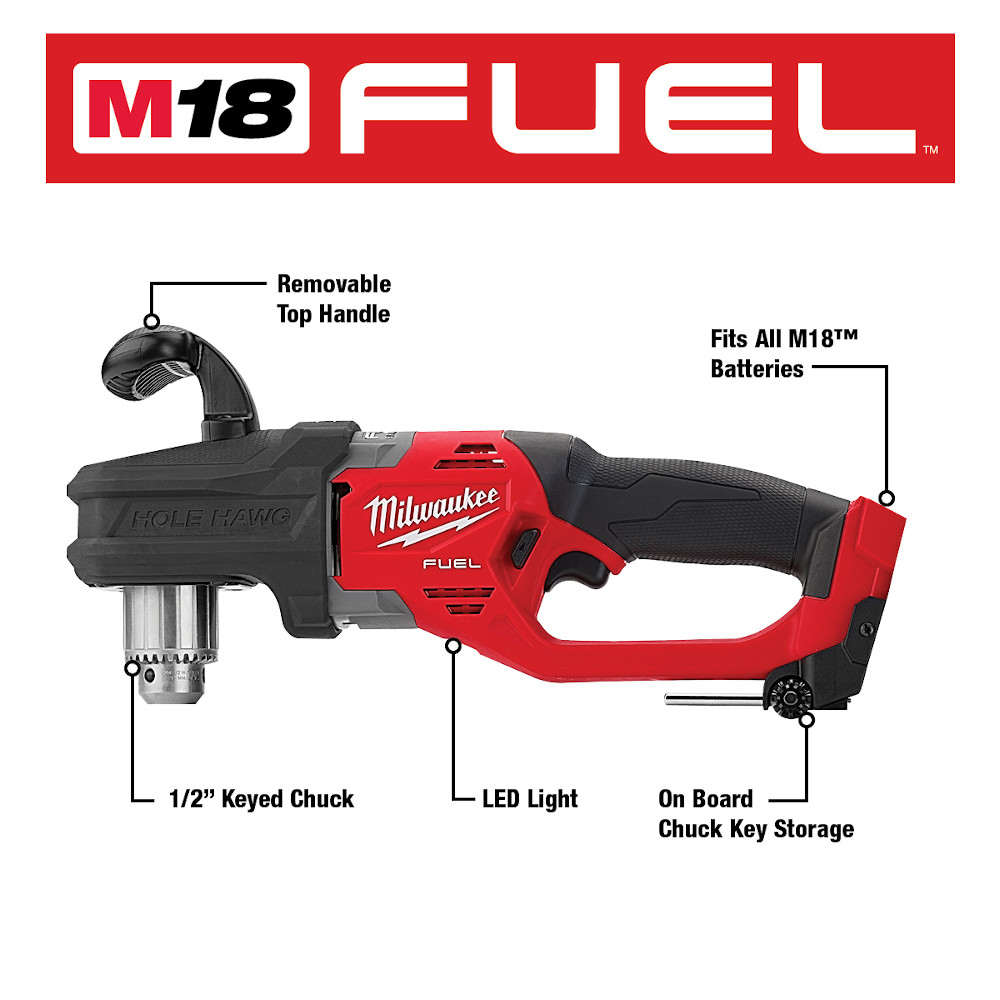 Milwaukee M18 Fuel Hole Hawg 1/2 Inch Right Angle Drill (Tool Only) from GME Supply