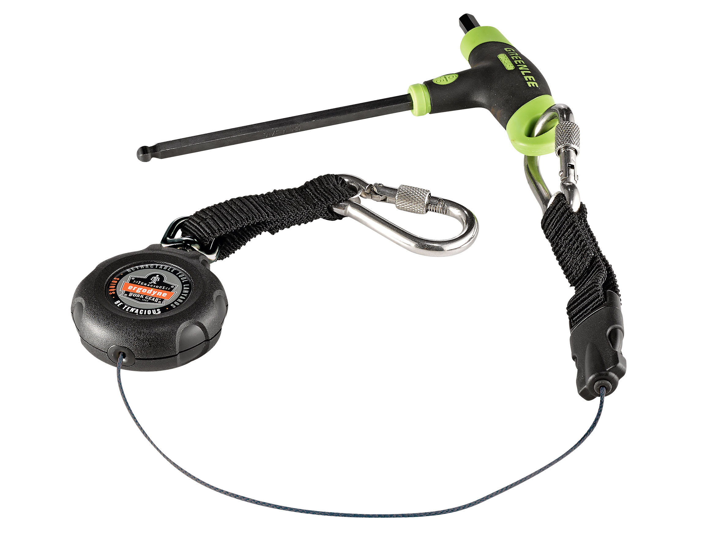 Ergodyne Squids 3000 Retractable Dual Stainless Steel Carabiner 1 lb Tool Lanyard from Columbia Safety