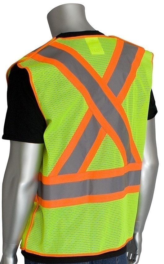 PIP ANSI Type R Class 2 Hi-Vis Lime Two-Tone X-Back Breakaway Mesh Vest from GME Supply