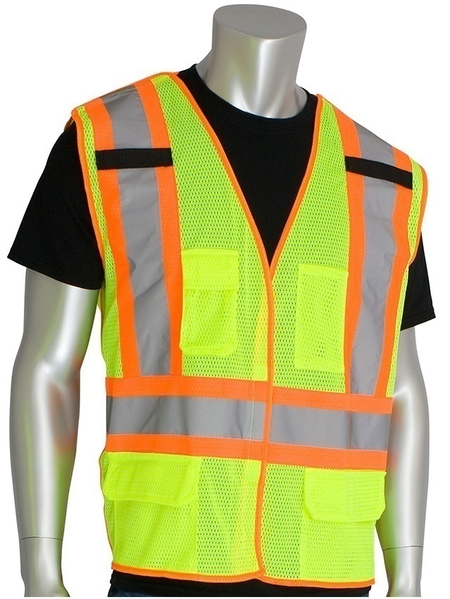 PIP ANSI Type R Class 2 Hi-Vis Lime Two-Tone X-Back Breakaway Mesh Vest from GME Supply
