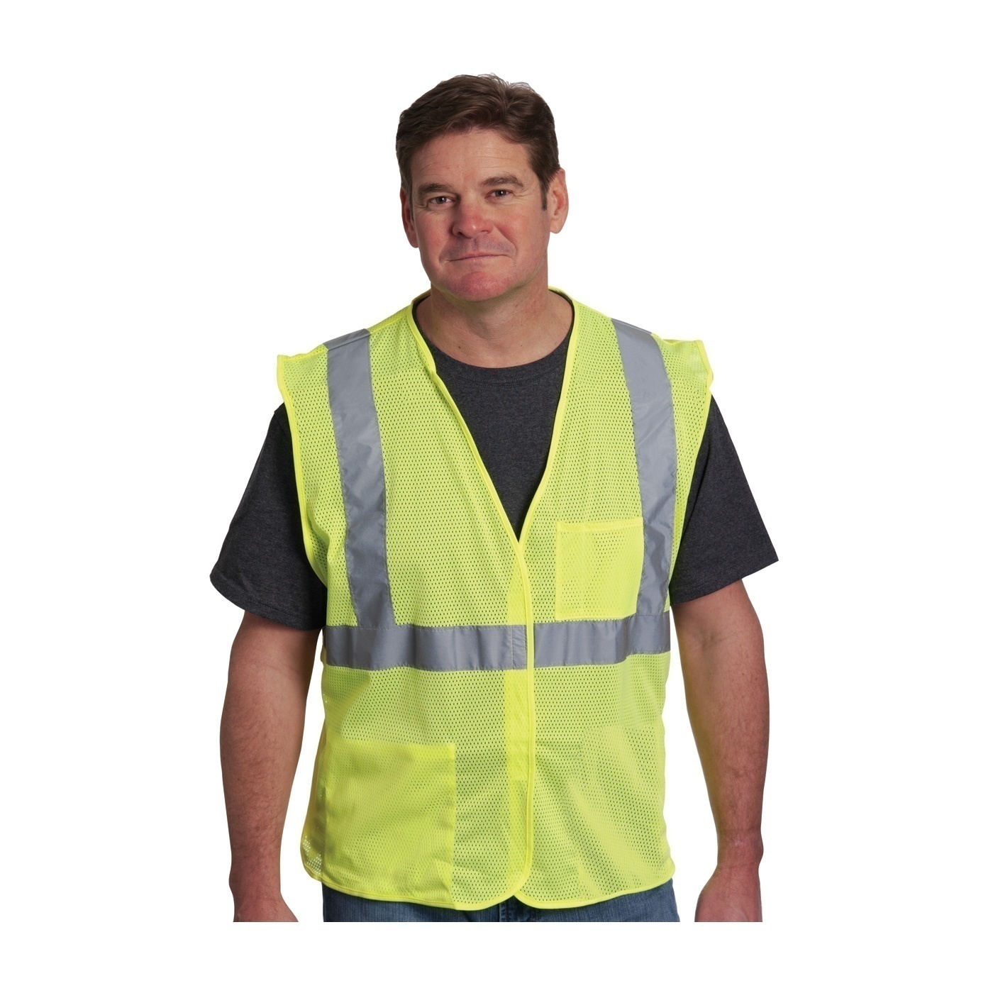 The PIP ANSI Type R Class 2 Two Pocket Value Lime Mesh Vest from GME Supply