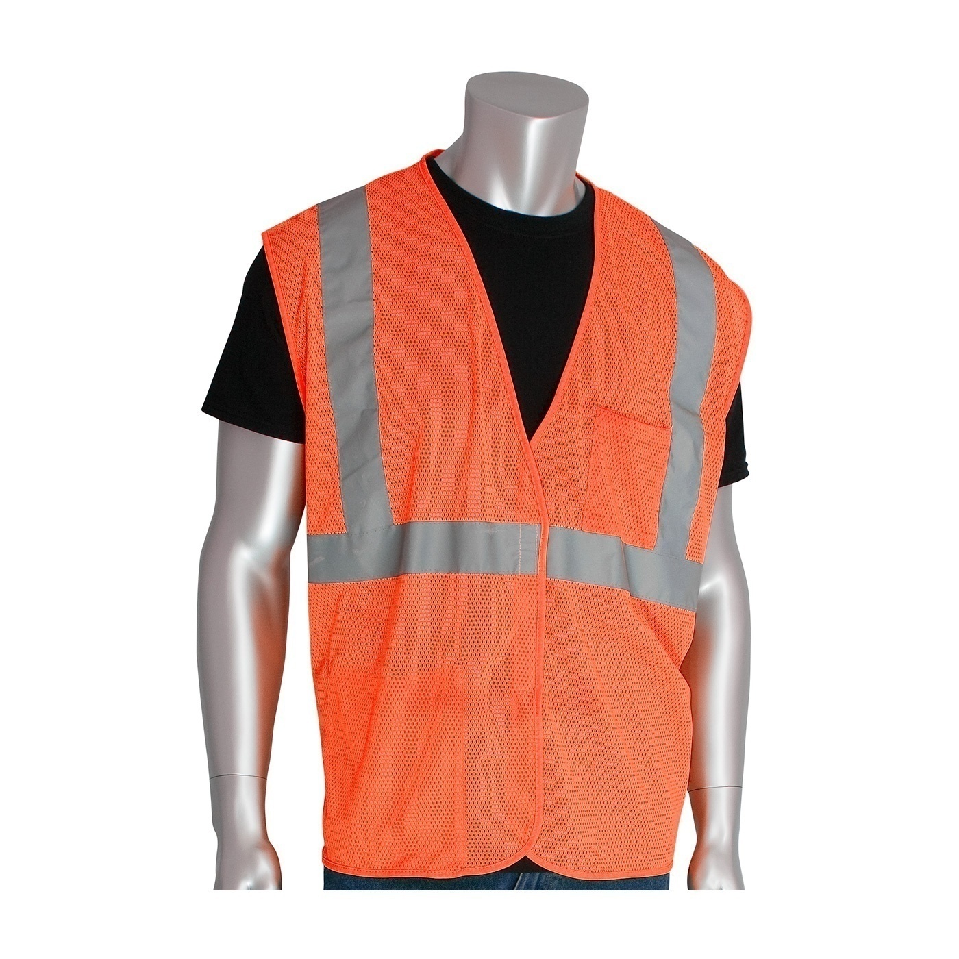 The PIP ANSI Type R Class 2 Two Pocket Value Orange Mesh Vest from GME Supply