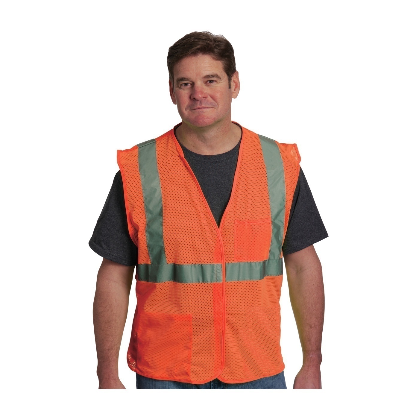 The PIP ANSI Type R Class 2 Two Pocket Value Orange Mesh Vest from GME Supply