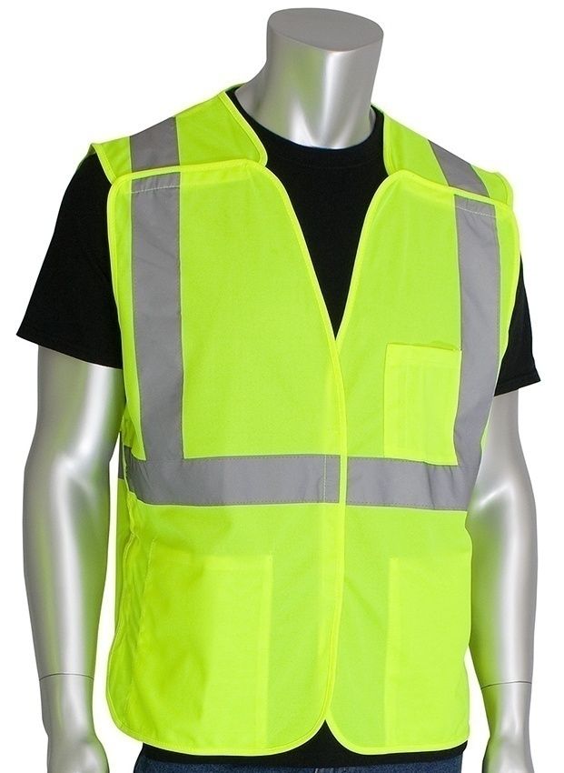PIP ANSI Type R Class 2 Lime 3 Pocket Solid Breakaway Vest from GME Supply