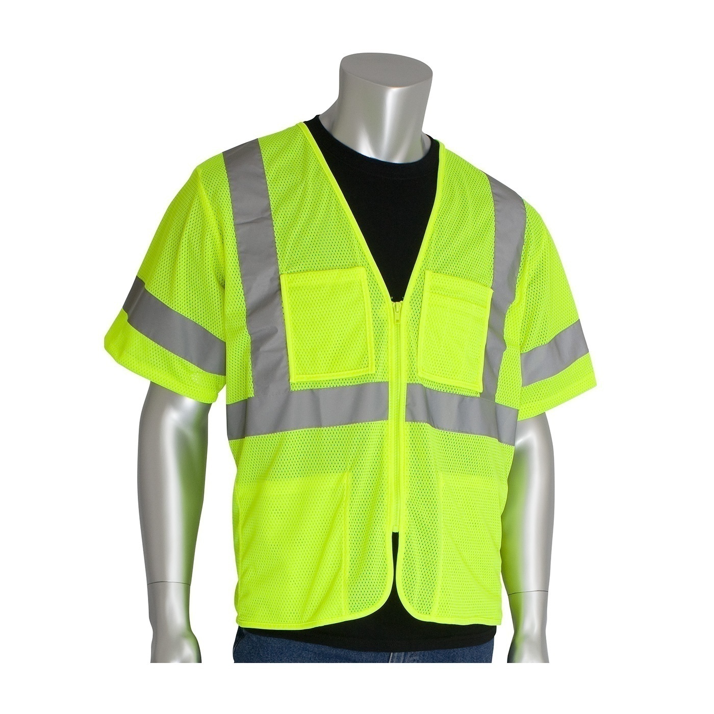 PIP ANSI Type R Class 3 Value 4 Pocket Zipper Mesh Vest from GME Supply