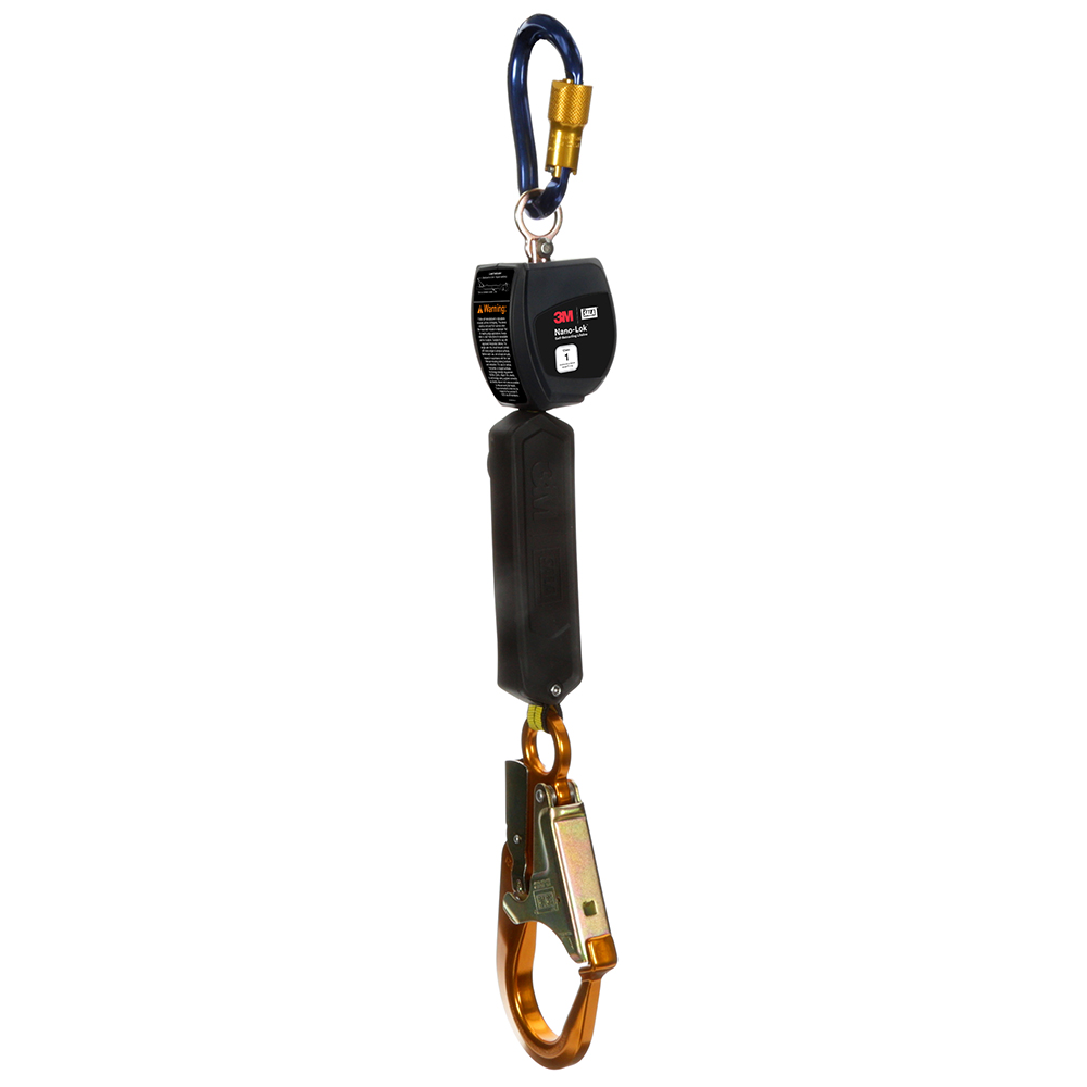 3M DBI-SALA Class 1 Overhead Mount with Anchor Hook Nano-Lok Personal Self-Retracting Lifeline with Aluminum Rebar Hook from GME Supply