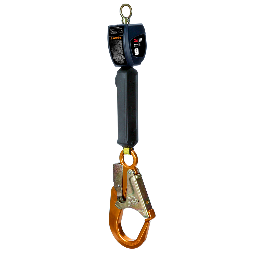 3M DBI-SALA Class 1 Overhead Mount Nano-Lok Personal Self-Retracting Lifeline with Aluminum Rebar Hook from GME Supply