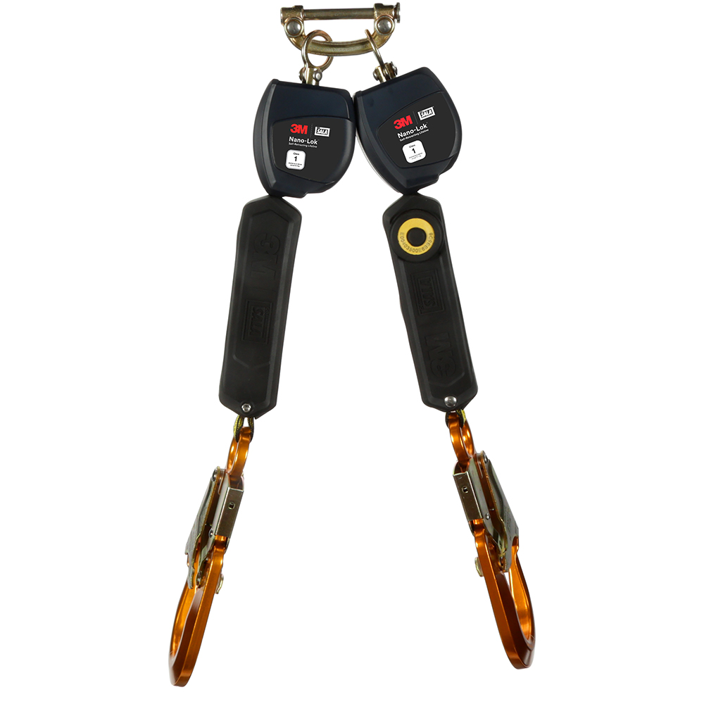 3M DBI-SALA Class 1 Direct Mount Nano-Lok Personal Twin-Leg Self-Retracting Lifeline with Aluminum Snap Hook from GME Supply