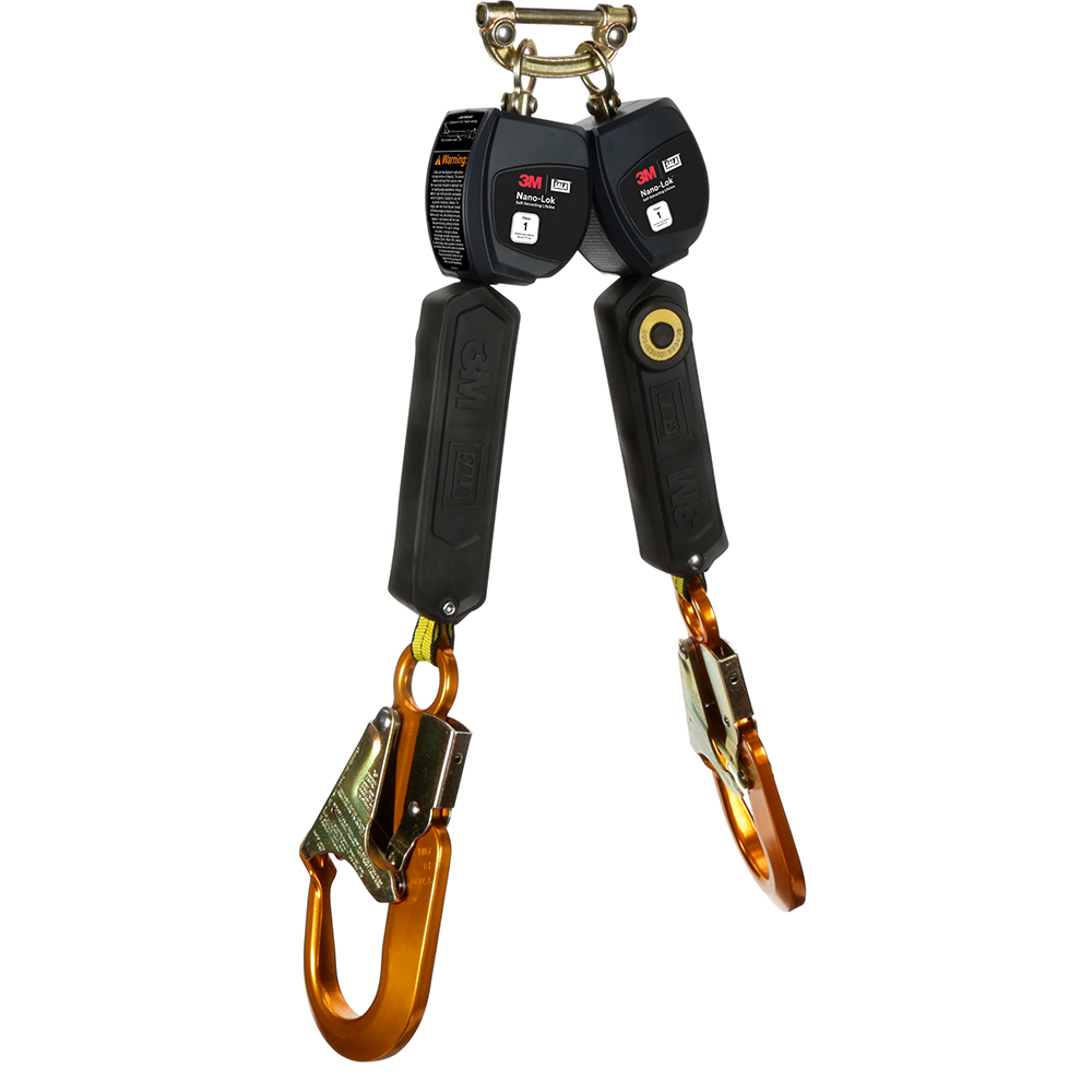 3M DBI-SALA Class 1 Direct Mount Nano-Lok Personal Twin-Leg Self-Retracting Lifeline with Aluminum Snap Hook from GME Supply