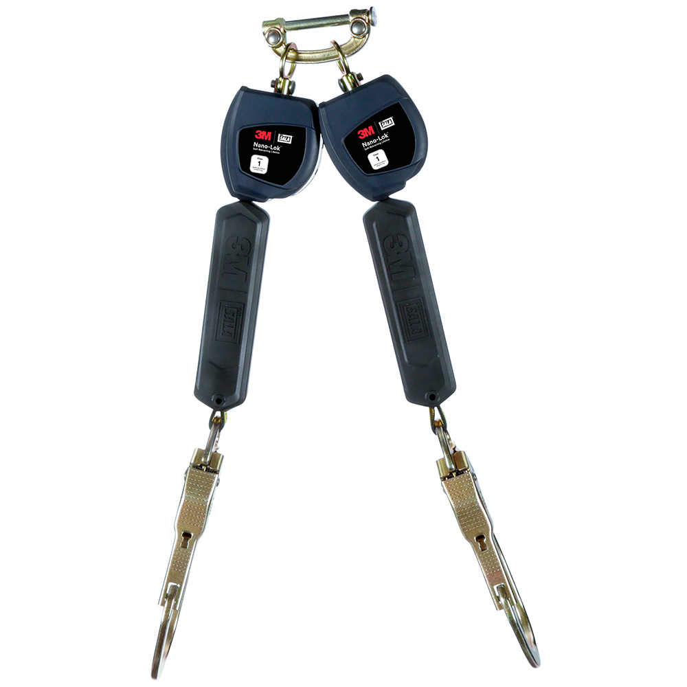 3M DBI-SALA 3100552 Class 1 Direct Mount Nano-Lok Personal Twin-Leg Self-Retracting Lifeline with Steel Rebar Snap Hook from GME Supply