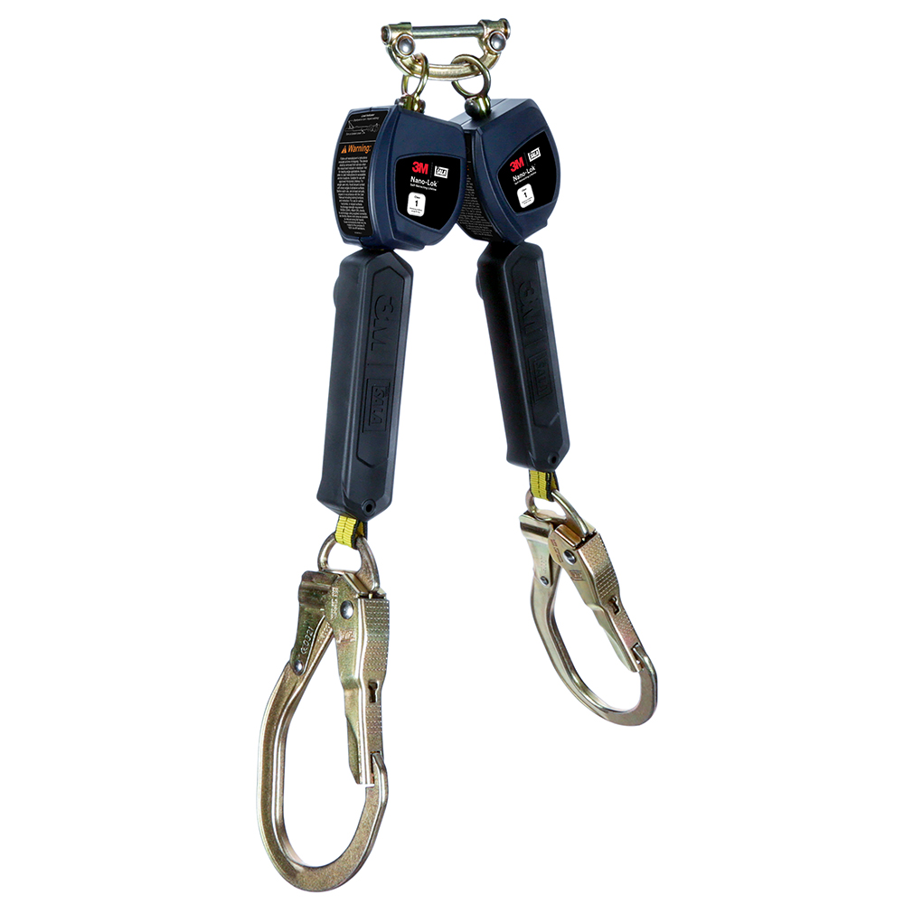 3M DBI-SALA 3100552 Class 1 Direct Mount Nano-Lok Personal Twin-Leg Self-Retracting Lifeline with Steel Rebar Snap Hook from GME Supply