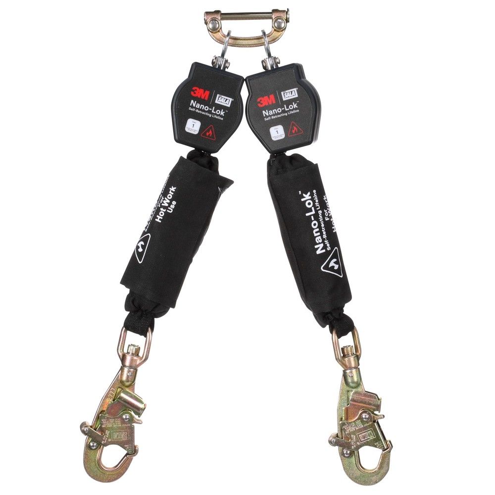 3M DBI-SALA Nano-Lok 6 ft. Twin-Leg Hot Work Web SRL, Harness Quick Connect & Swivel Snap Hooks from GME Supply
