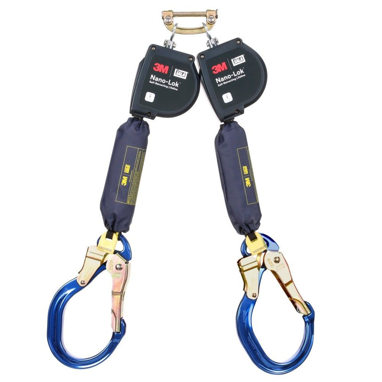 3M DBI Sala 3100612 Nano-Lok XL 9 ft. Twin-Leg, Web Self-Retracting Lifeline with Quick Connect & Aluminum Rebar Lock Hooks from GME Supply