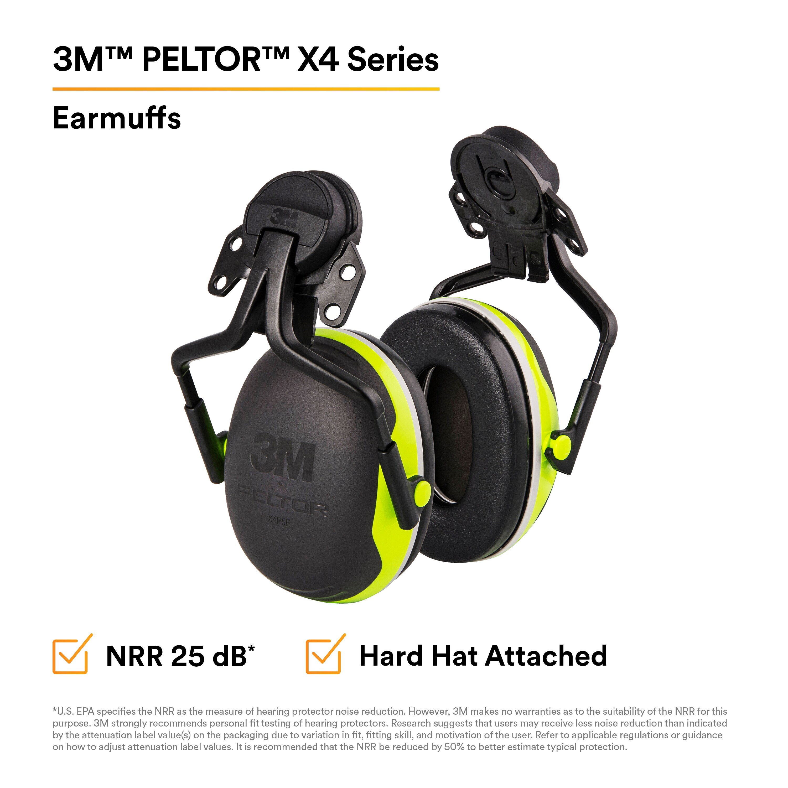3M PELTOR X4P5E Hard Hat Attached Electrically Insulated Earmuffs from GME Supply