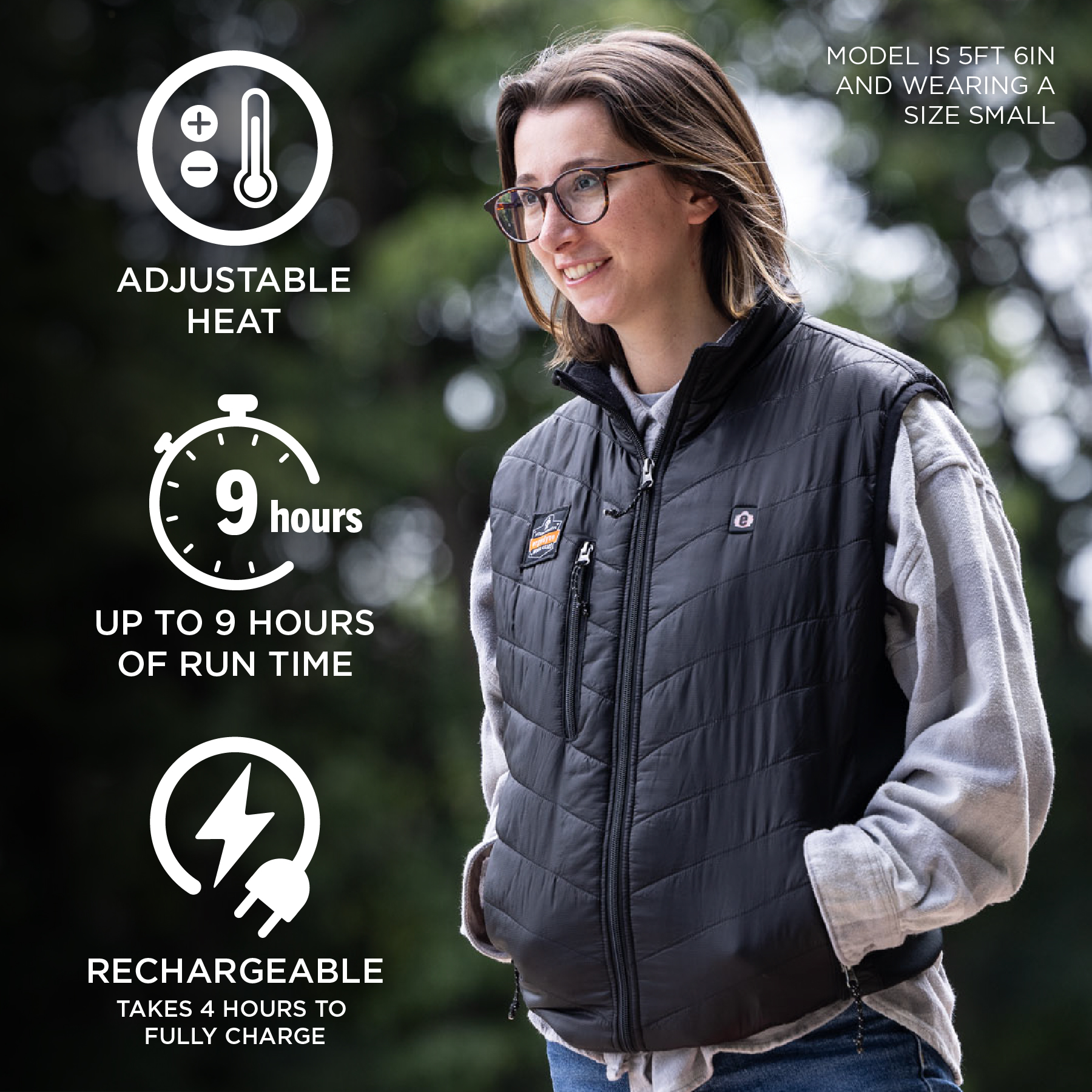 Ergodyne N-Ferno 6495 Rechargeable Heated Vest w/ Battery Power Bank - 7.2v/5000mAh from Columbia Safety