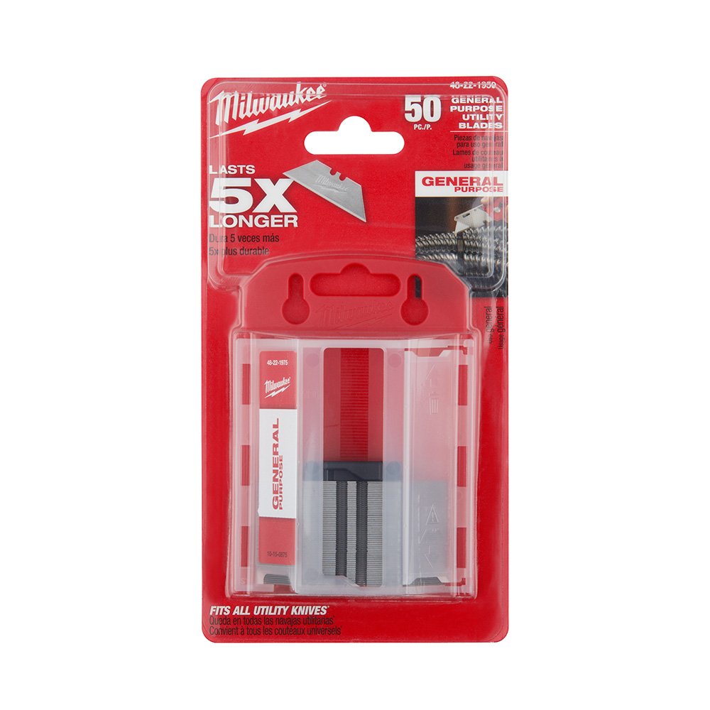 Milwaukee General Purpose Utility Blades with Dispenser (50 Pack) from GME Supply