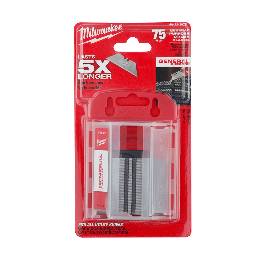 Milwaukee General Purpose Utility Blades with Dispenser (75 Pack) from GME Supply