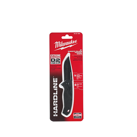 Milwaukee HARDLINE 3 Inch Smooth Blade Pocket Knife from GME Supply