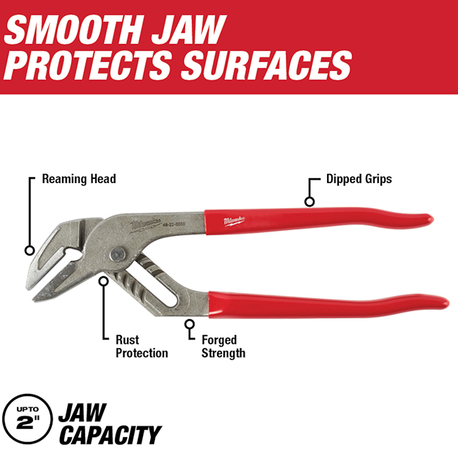 Milwaukee 10 Inch Smooth Jaw Pliers from GME Supply