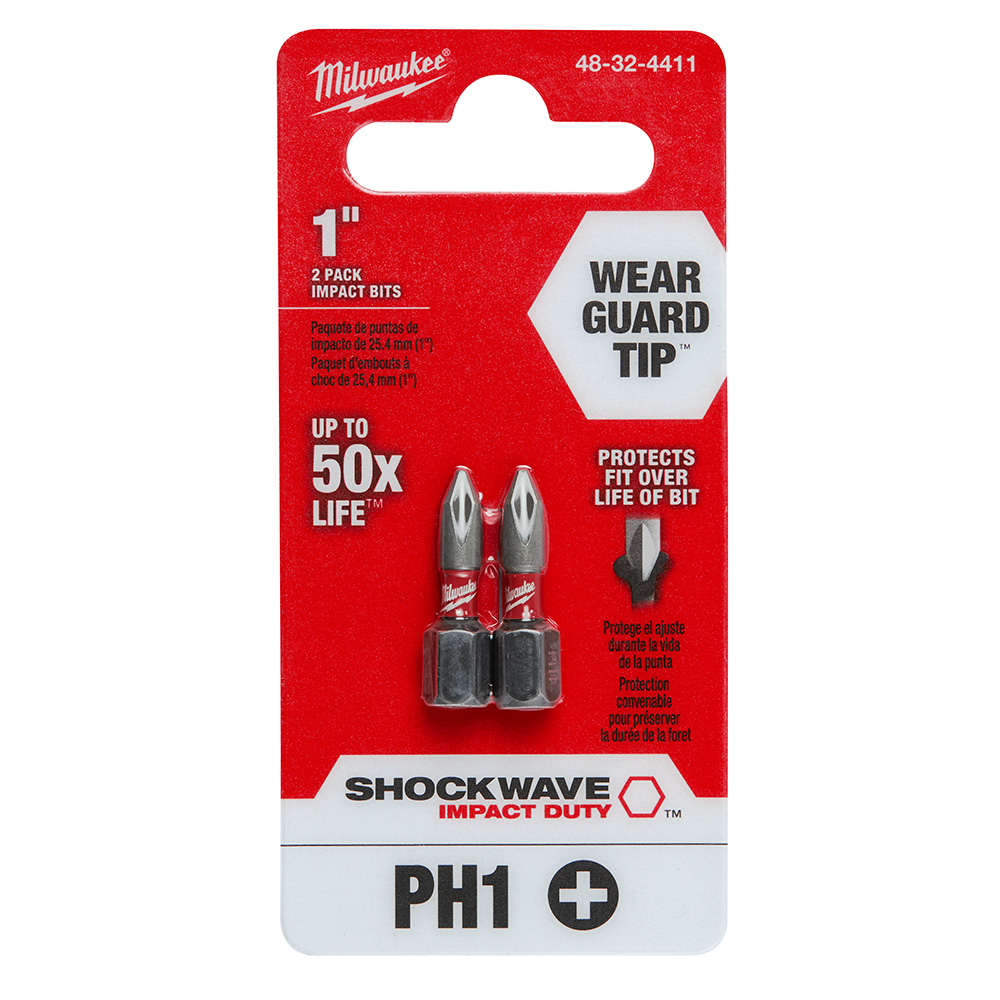 Milwaukee SHOCKWAVE Insert Bit Phillips #1 (2 Pack) from Columbia Safety