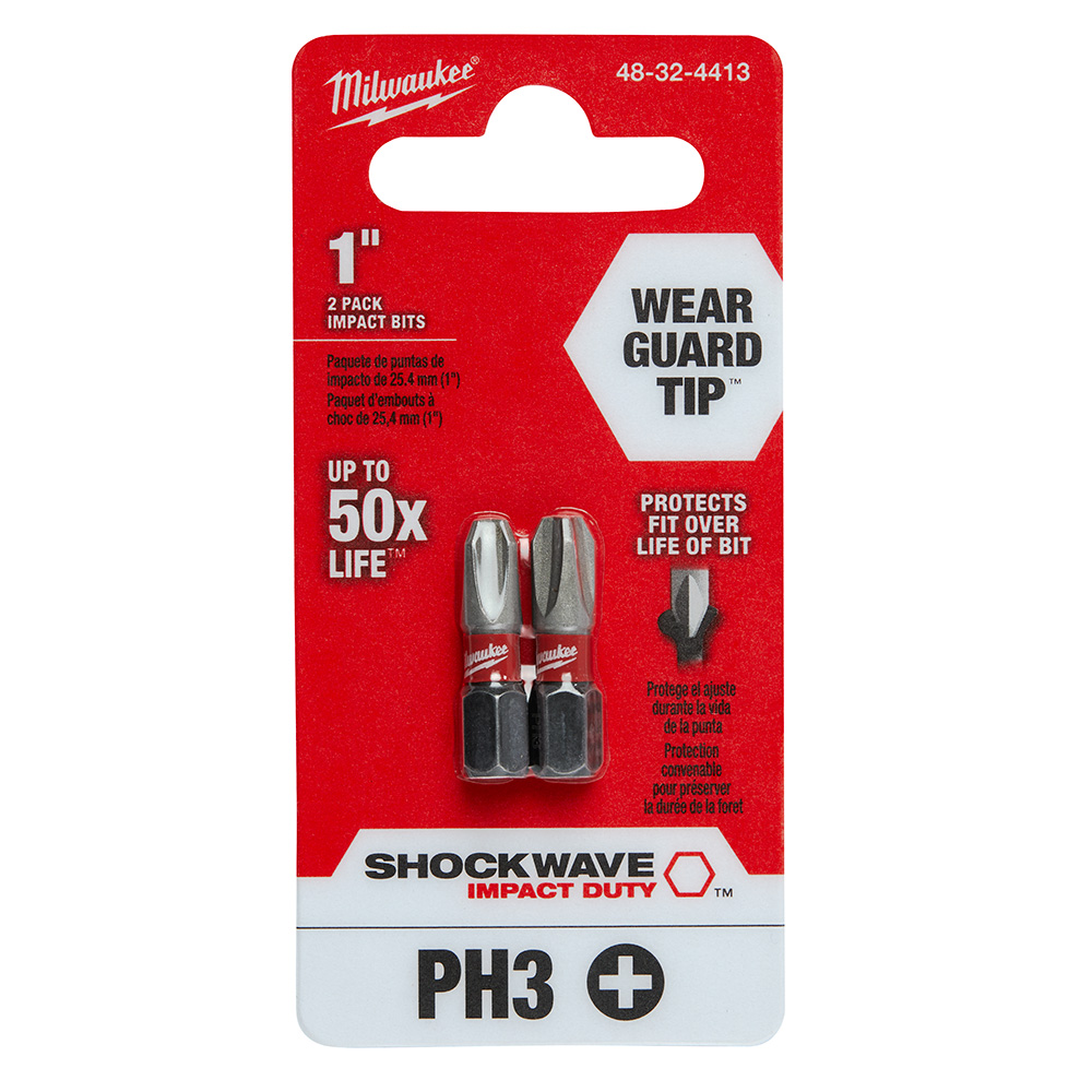 Milwaukee SHOCKWAVE Insert Bit Phillips #3 (2 Pack) from Columbia Safety