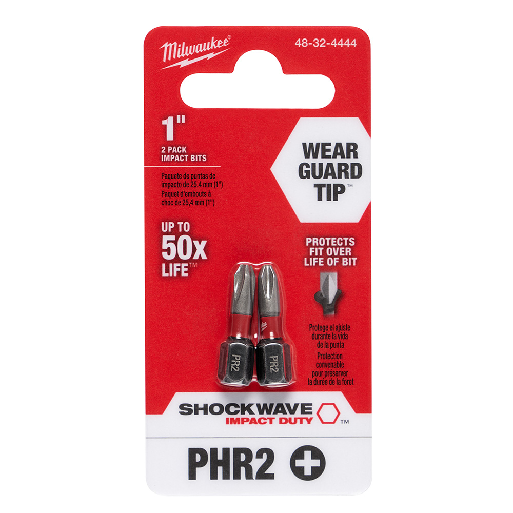 Milwaukee SHOCKWAVE Insert Bit Reduced Diameter Phillips #2 (2 Pack) from Columbia Safety