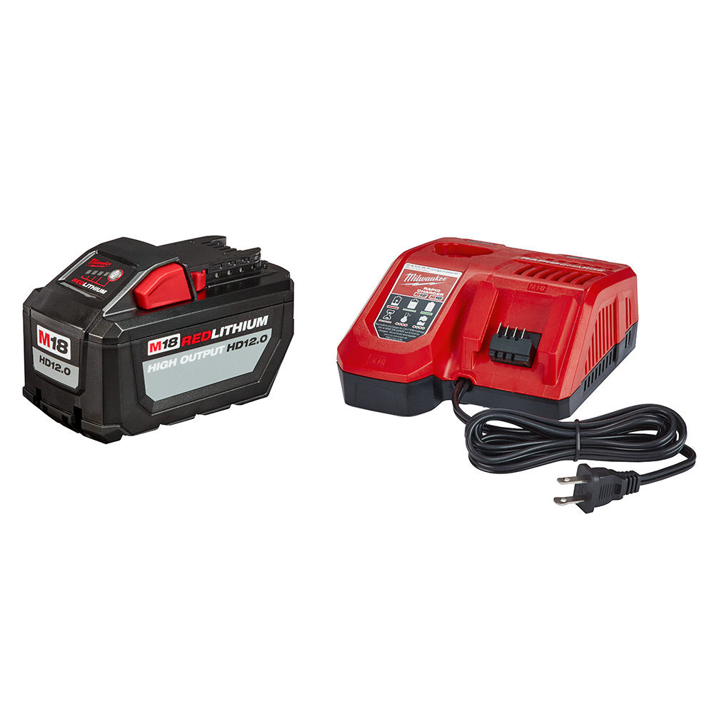 Milwaukee M18 REDLITHIUM HIGH OUTPUT HD12.0 Battery Pack with Rapid Charger from GME Supply