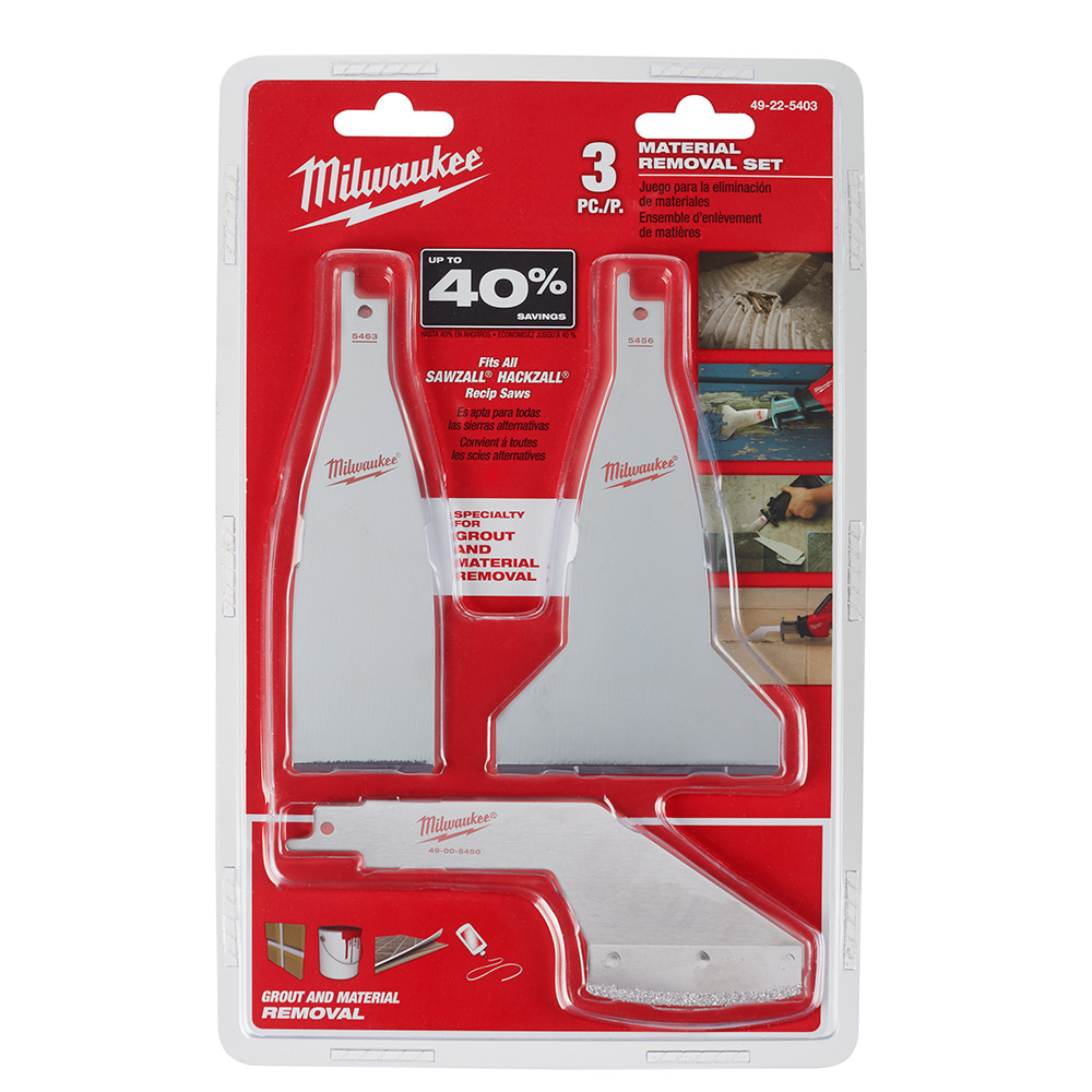 Milwaukee 3 Piece Material Removal Blade Set from GME Supply