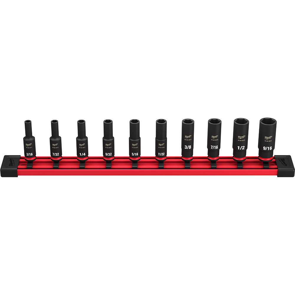 Milwaukee 10 Piece Shockwave Impact Duty SAE Deep 6 Point Socket Set from GME Supply
